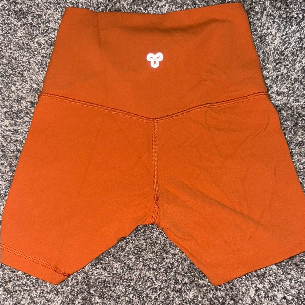 Aritzia Orange Bike Shorts High-Waisted Compression Fit